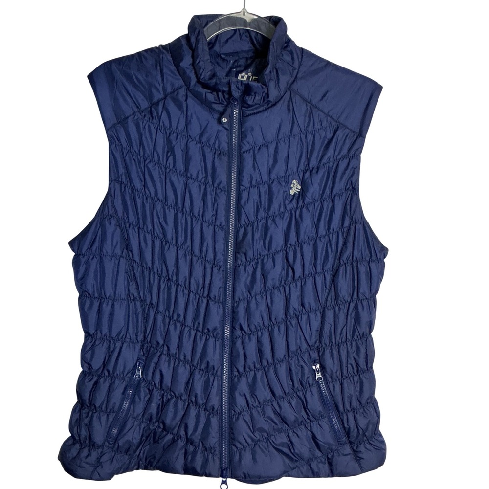IBKUL Quilted Vest Womens XL Navy Blue Sorona Aura Lightweight Smocked Puffer